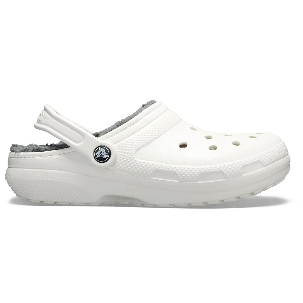 Crocs Classic 203591-10M Clogs Men's 13M White Fuzzy Lined Comfort Shoes JAX2141